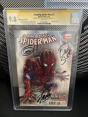 Buy AMAZING SPIDER-MAN 1 GAMESTOP CGC 9.8 SS Signed By STAN LEE, HORN, AND SLOTT 3X! • 802.38£