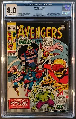 Buy Avengers #88 Cgc 8.0 - Marvel Comics 1971 - Hulk Mr Fantastic Professor X Falcon • 87.22£