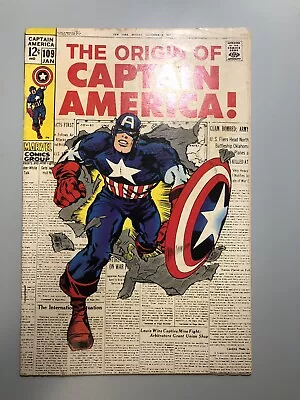 Buy Captain America #109 (1969) 🔑Origin Of Cap Retold S. Lee/Kirby *MID-GRADE COPY* • 86.73£
