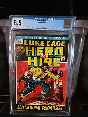 Buy Hero For Hire # 1 (CGC 8.5) White Pages 1st Appearance Luke Cage ( Marvel 1972) • 622.72£