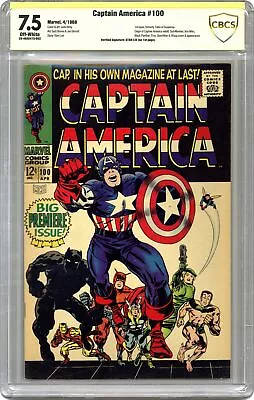 Buy Captain America #100 CBCS 7.5 Signed Stan Lee 1968 20-46A0475-002 • 1,465.84£