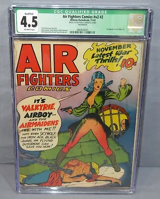 Buy AIR FIGHTERS COMICS V2 #2 Valkyrie 1st App CGC 4.5 VG+ Hillman Periodicals 1943 • 1,433.97£