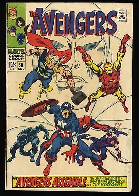 Buy Avengers #58 VG/FN 5.0 2nd Appearance Vision! Ultron/Vision Origin! Marvel 1968 • 36.41£