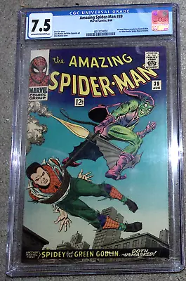 Buy Amazing Spider-Man #39 CGC 7.5 OW/W Green Goblin Revealed As Norman Osborn; 1st • 593.81£