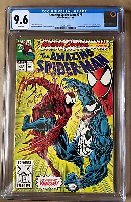Buy CGC 9.6 AMAZING SPIDER-MAN #378  Venom & Carnage Mark Bagley Cover Marvel • 46.07£