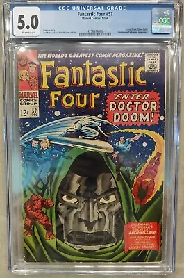 Buy Fantastic Four #57 CGC 5.0 OW Doctor Doom Silver Surfer Sandman Appearance • 130£