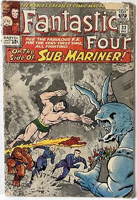 Buy Fantastic Four #33 1964 1st Appearance Of Attuma! Sub Mariner! GD- • 23.98£