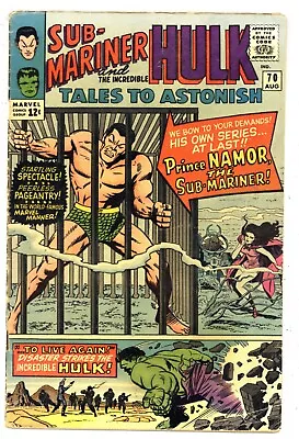 Buy Tales To Astonish 70 GVG Sub-Mariner Begins! Hulk 1965 Marvel Comics Q263 • 26.12£