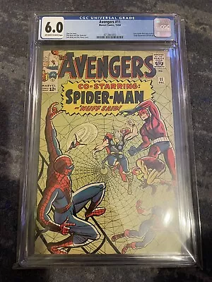 Buy Avengers #11 1964 Marvel CGC 6.0 1st Spider-Man & Avengers, 2nd Kang, Wonder Man • 375£