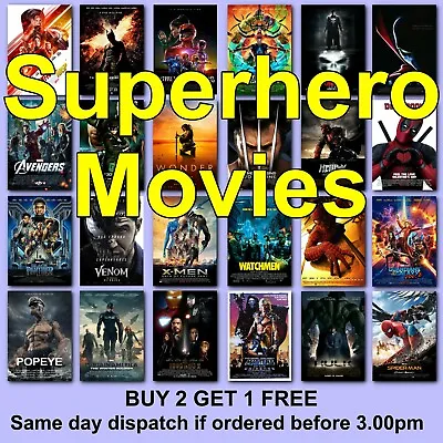 Buy Poster Superhero Classic Movie Posters Film Poster  HD Borderless Prints • 6.97£