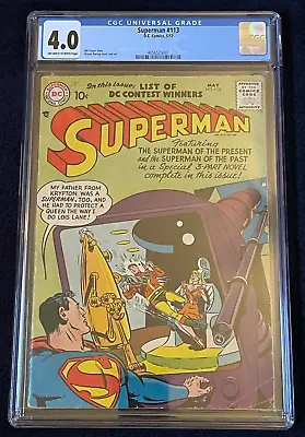 Buy Superman #113 (May 1957) ✨ Graded 4.0 OFF-WHITE TO WHITE Pages By CGC ✔ DC Comic • 138.36£