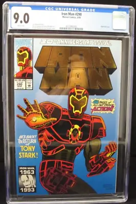 Buy Iron Man #290 Gold Foil Cover Marvel 1993 CGC 9.0 VF NM White Pages • 55.19£