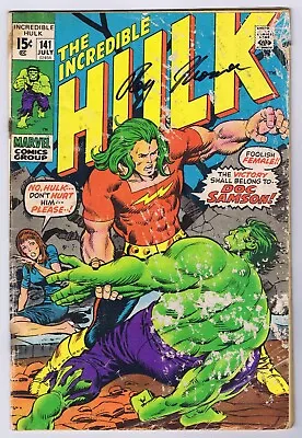 Buy Incredible Hulk #141 FR Signed W/COA Roy Thomas 1st App Doc Sampson 1971 Marvel • 75.04£