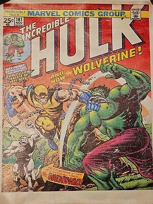 Buy New Marvel Comics The Incredible Hulk #181 1974 Front Cover Canvas Art Print • 19.99£