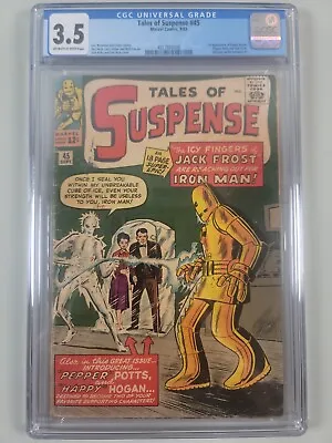 Buy CGC 3.5 TALES OF SUSPENSE #45 1ST APPEARANCE PEPPER POTTS HAPPY HOGAN OW/White • 257.33£