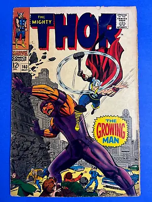 Buy Mighty Thor #140 Comic Book 1st App Growing Man 1967 Detached Center Page VG- • 13.05£