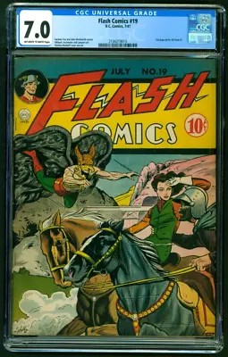 Buy Flash Comics #19  DC 1941 CGC 7.0 FN/VF OW/White Full Page Ad For All-Flash #1. • 1,380.28£