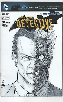 Buy Batman Detective Comics 20 Blank David Delloso Two Face Sketch Variant New 52 DC • 39.49£