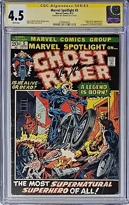 Buy Marvel Spotlight #5 CGC 4.5 1972 White Pages Roy Thomas Signed 1st Ghost Rider • 948.73£