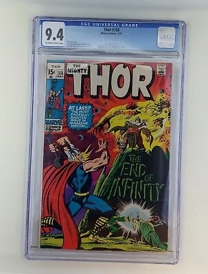 Buy Thor #188 ~ CGC 9.4 ~ Off White/White Pages ~ 1971 • 474.36£