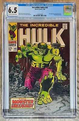 Buy Incredible Hulk #105 CGC 6.5 FN+ OW/WHT Page (1968 Marvel) ~1st App Missing Link • 199.84£