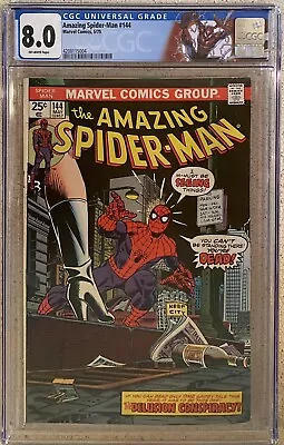 Buy AMAZING SPIDER-MAN #144 (1975) CGC 8.0 OW Pgs 1st App Of A Gwen Stacy Clone🔑 • 91.03£