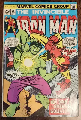 Buy IRON MAN #76 Incredible Hulk Cover! 1975 All 1-332 Issues Listed! (5.5) Fine- • 9.49£