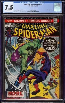 Buy Amazing Spider-Man # 120 CGC 7.5 OW (Marvel, 1973) Hulk Cover And Appearance • 118.74£