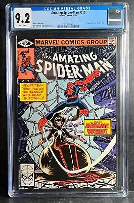 Buy AMAZING SPIDER-MAN #210 (1980) CGC 9.2 - First App MADAME WEB -  White Pages • 225£
