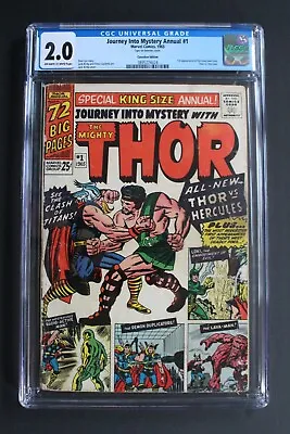 Buy JOURNEY INTO MYSTERY ANNUAL 1 Canadian Variant 1965 MCU HERCULES Vs THOR CGC 2.0 • 278.92£