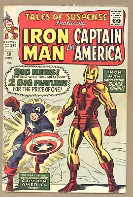 Buy Tales Of Suspense 59 G+ Classic Kirby! 1st JARVIS Cap/Iron Man Begin! 1964 T431 • 79.29£