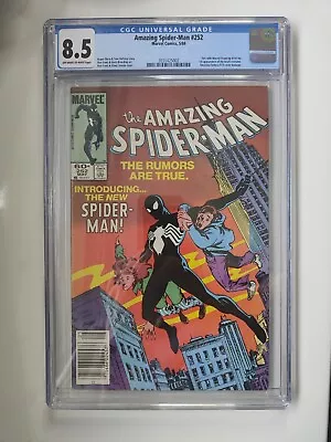 Buy Amazing Spider-Man 252 CGC 8.5 OW/W NEWSSTAND Black Suit • 225£