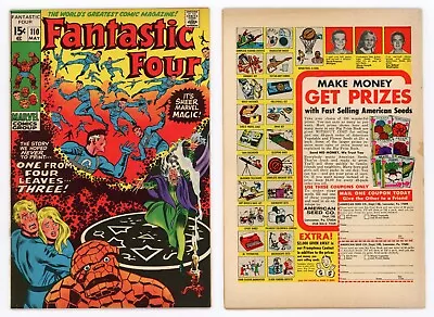 Buy Fantastic Four #110 (GD/VG 3.0) 1st Agatha Harkness Cover Appearance 1971 Marvel • 15.01£