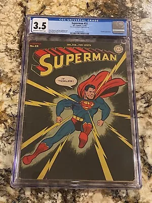Buy Superman #32 Cgc 3.5 Ow/wh Pages Classic Lightning  It Tickles  Golden Age Cover • 945.57£