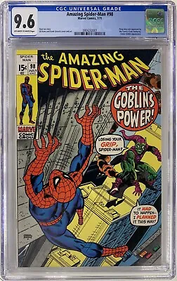 Buy AMAZING SPIDER-MAN #98 CGC 9.6 Drug Story Green Goblin 1971 Not CCA Approved • 729.44£
