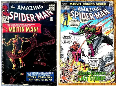 Buy AMAZING SPIDERMAN #28+122 (1965/1973) Marvel Comics 1st Molten Man/Death Goblin • 159£