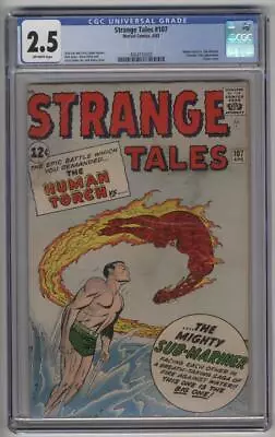 Buy Strange Tales #107 CGC 2.5 OW Pages Classic Cover Human Torch Battles Sub-Marine • 177.38£
