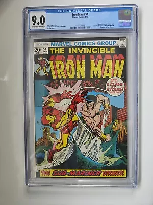 Buy IRON MAN #54 CGC 9.0 OW/W Key 1st Appearance Of MOONDRAGON 1973 Marvel • 295£