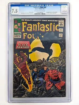 Buy Fantastic Four #52 CGC 7.5 VF- 🔥 1st Appearance Black Panther 🔥 Marvel 1966 • 1,606.29£