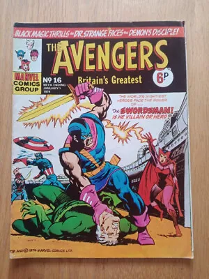 Buy MARVEL UK: AVENGERS #16 - 1973 Swordsman - Capt. America Dr.Strange FN/VF • 4.99£