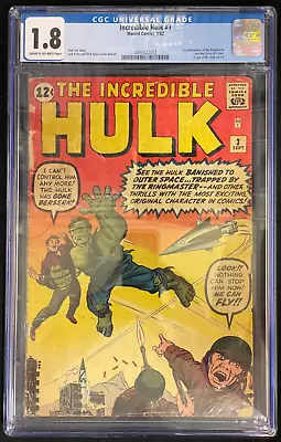 Buy Incredible Hulk #3 CGC 1.8  (Sept. 1962) 1st Appearance Of The Ringmaster • 328.09£