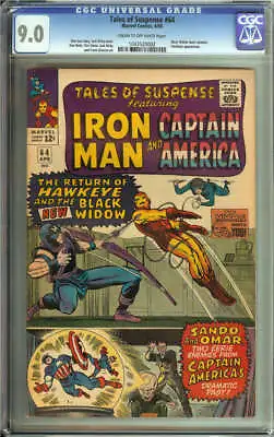 Buy Tales Of Suspense #64 Cgc 9.0 Cr/ow Pages // Black Widow Dons Costume 1965 • 355.77£