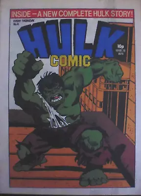 Buy MARVEL UK WEEKLY COMIC : HULK COMIC ISSUE # 4.  MARCH 28th 1979. RARE • 12.99£