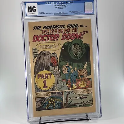 Buy Fantastic Four 5 CGC NG Origin And 1st Dr. Doom (Marvel Comic) Coverless • 1,831.51£