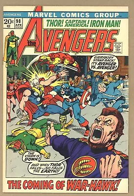 Buy Avengers 98 VF+ Buscema Cover! Barry Smith Goliath Into Hawkeye 1972 Marvel T413 • 52.26£