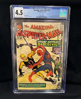 Buy Amazing Spider-Man #16 1964 - CGC 4.5 🔑 1ST DAREDEVIL CROSSOVER 🔑 Ditko • 331£