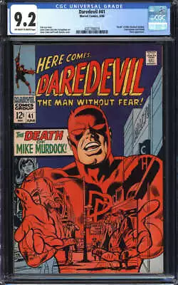 Buy Daredevil #41 Cgc 9.2 Ow/wh Pages // Death Of Mike Murdock Marvel Comics 1968 • 136.10£