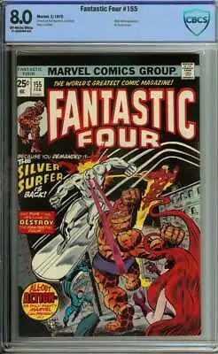 Buy Fantastic Four #155 Cbcs 8.0 Ow/wh Pages // Silver Surfer App Marvel 1975 • 63.25£