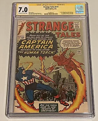 Buy Strange Tales #114 CGC 7.0 Stan Lee SIGNED (1963) 1st Captain America Since 1954 • 1,439.14£