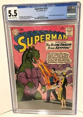 Buy Superman #142  CGC 5.5   DC 1961   Batman, Supergirl & Krypto Appearance • 116.51£